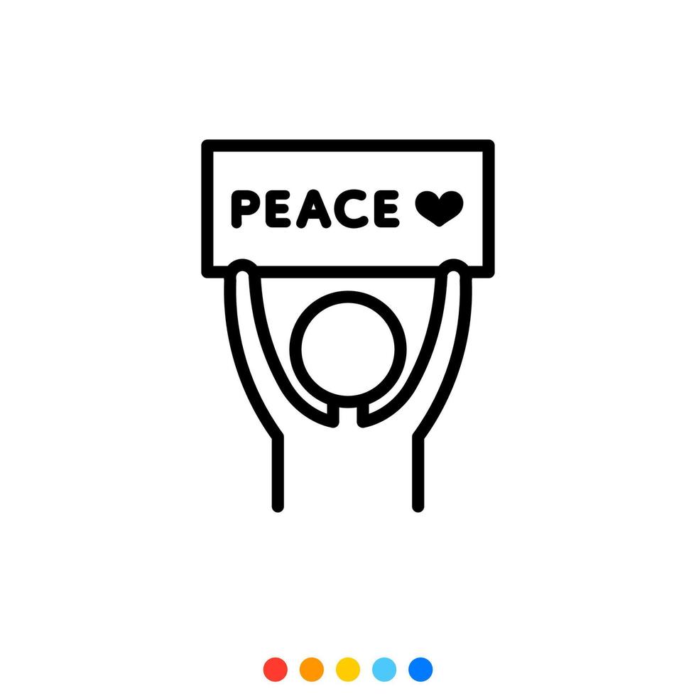 A man holding a label calling for peace, Vector, Icon, Illustration. vector