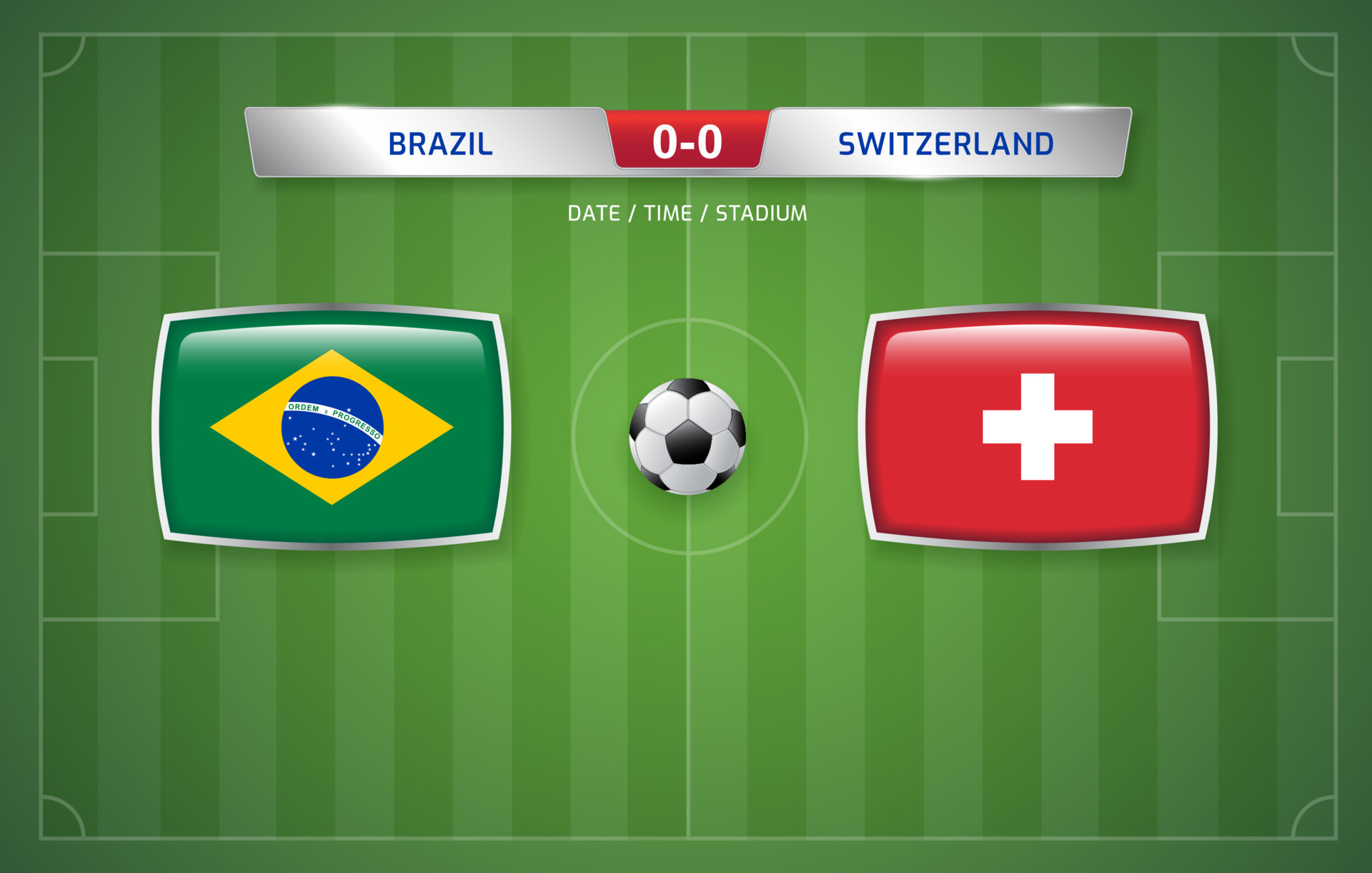 Brazil vs Switzerland scoreboard broadcast template for sport tournament 2022 and football vector illustration 11087481 Vector Art at Vecteezy