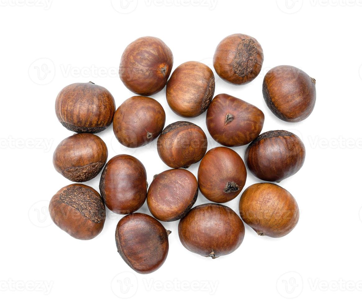 roasted chestnut isolated on white background photo