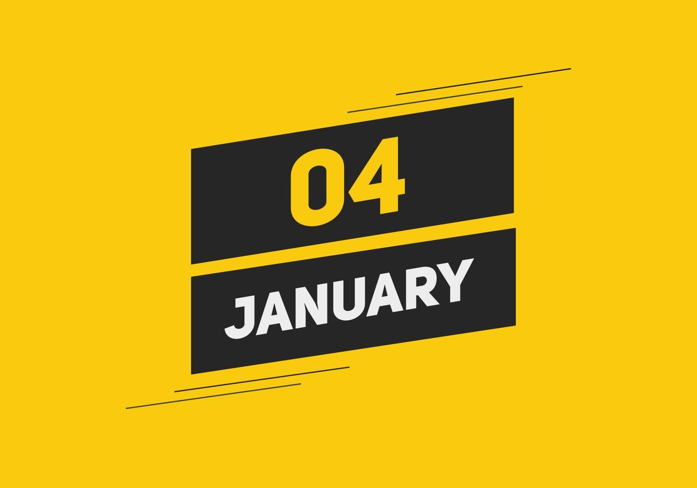 january 4 calendar reminder. 4th january daily calendar icon template. Calendar 4th january icon Design template. Vector illustration