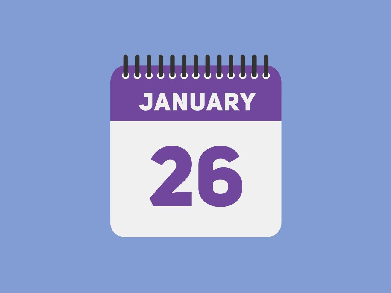 january 26 calendar reminder. 26th january daily calendar icon template. Calendar 26th january icon Design template. Vector illustration