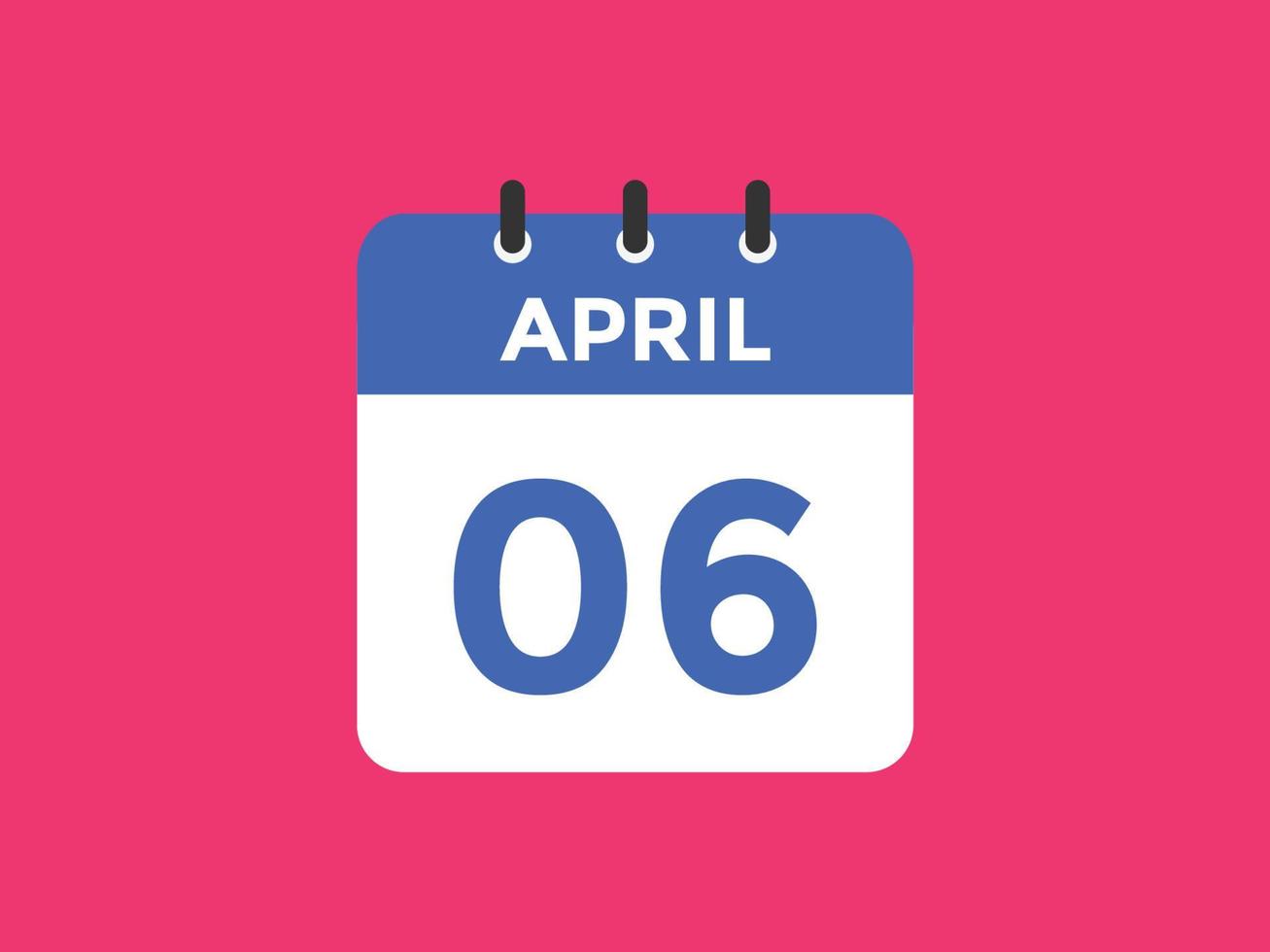 april 6 calendar reminder. 6th april daily calendar icon template. Calendar 6th april icon Design template. Vector illustration