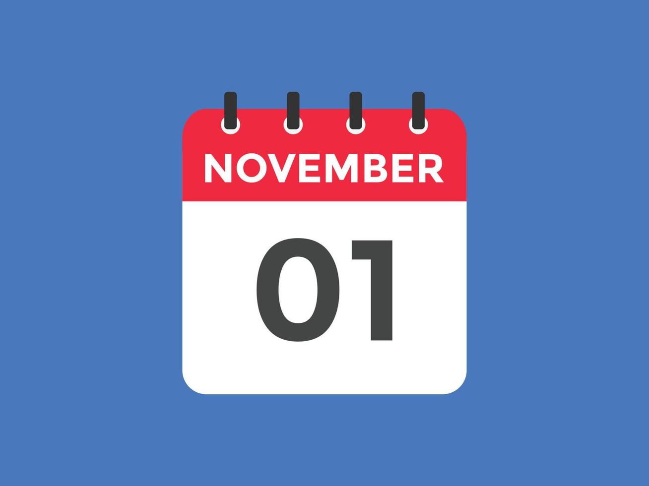 november 1 calendar reminder. 1st november daily calendar icon template. Calendar 1st november icon Design template. Vector illustration