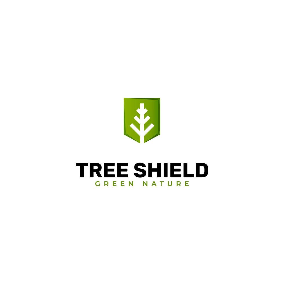 Minimalist and modern logo design for nature shield. tree shield logo vector icon illustration