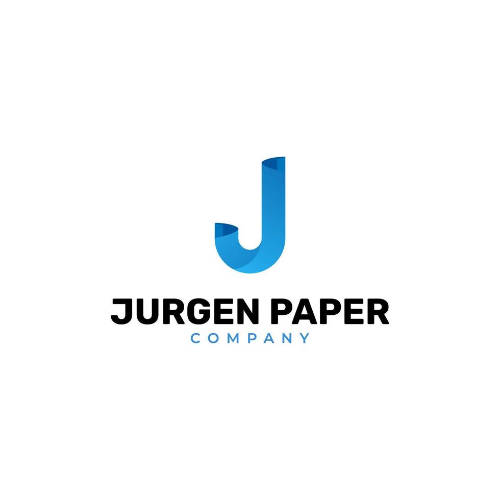 Creative Illustration modern J paper sign geometric logo design template. vector