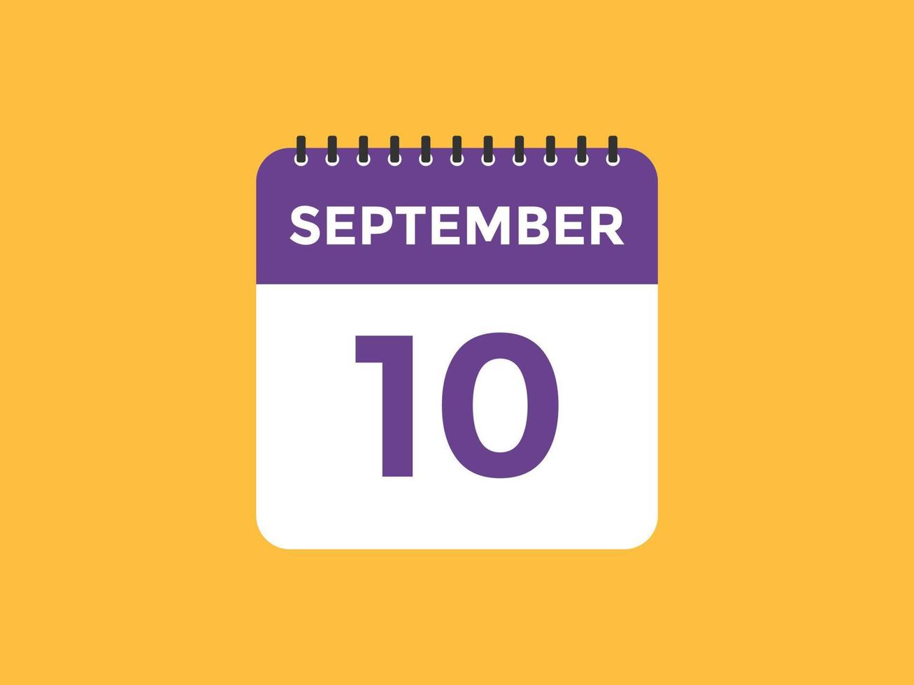 september 10 calendar reminder. 10th september daily calendar icon template. Calendar 10th september icon Design template. Vector illustration