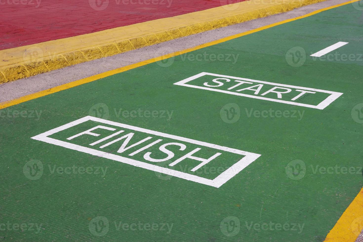 finish line and start line with green ground photo