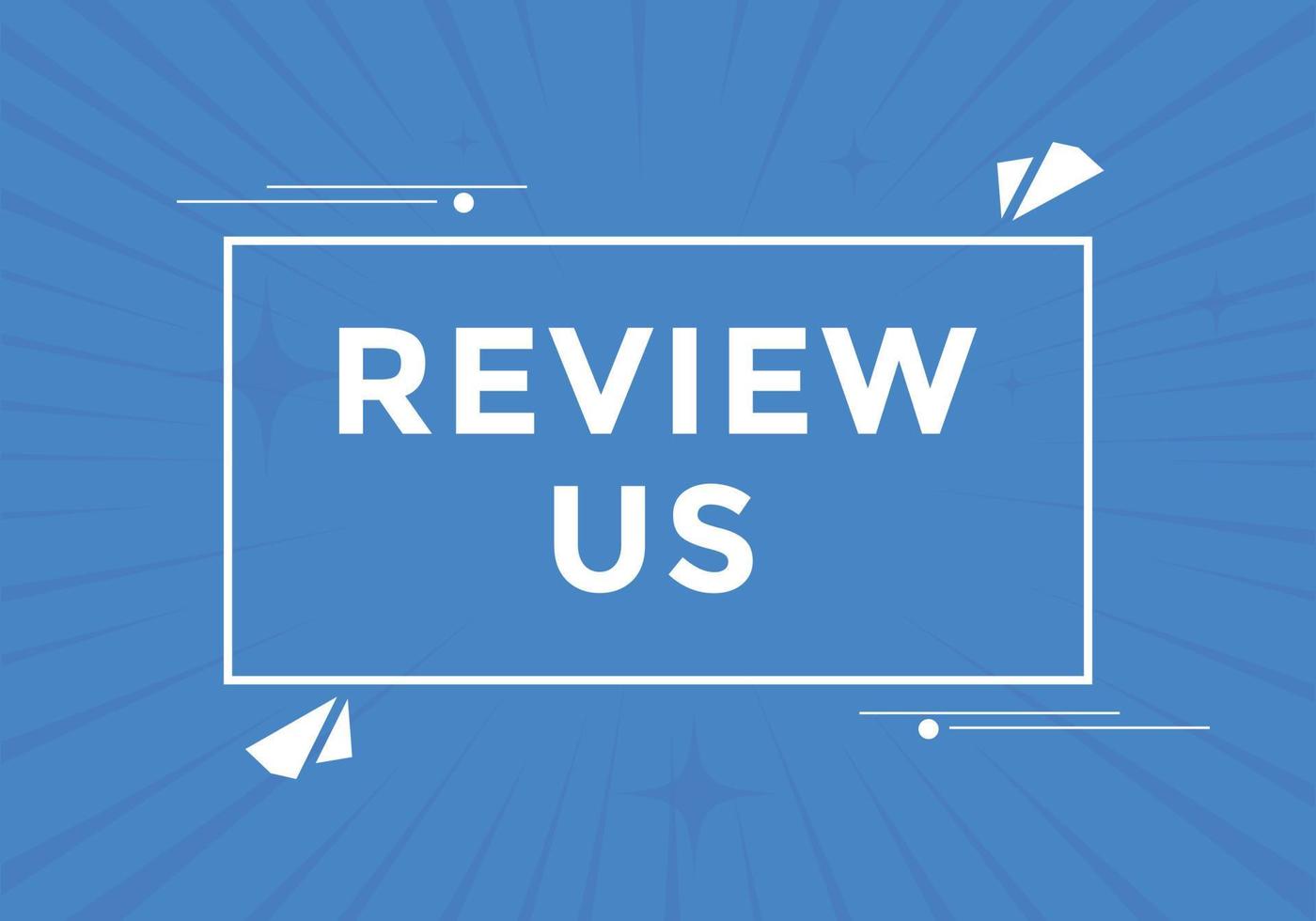 Review us Start now button. Review us User rating social banner promotion. Review Us text social media template vector
