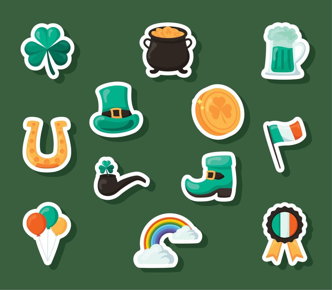 st patricks day stickers vector