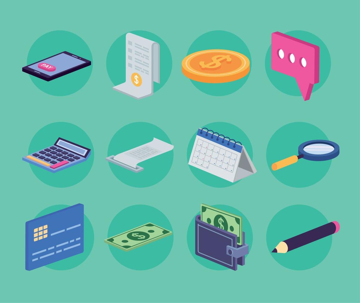 financial isometric icons vector