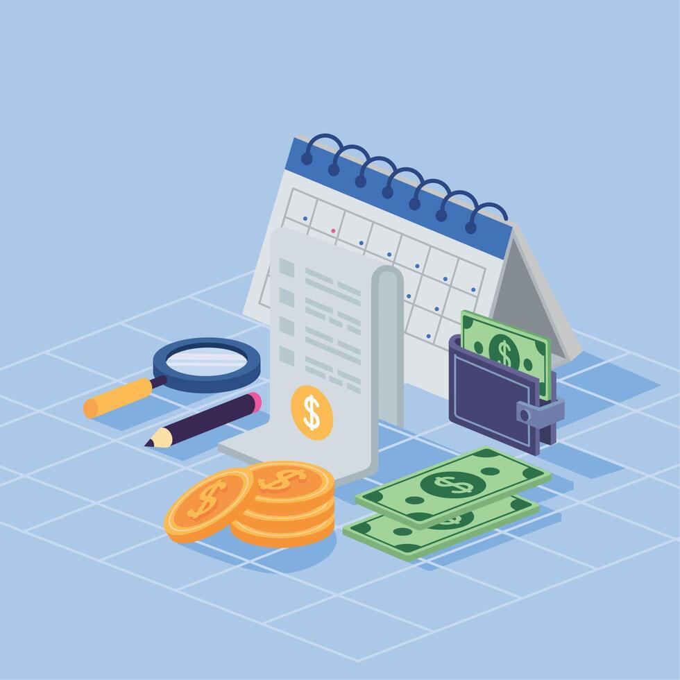 financial isometric style icons vector