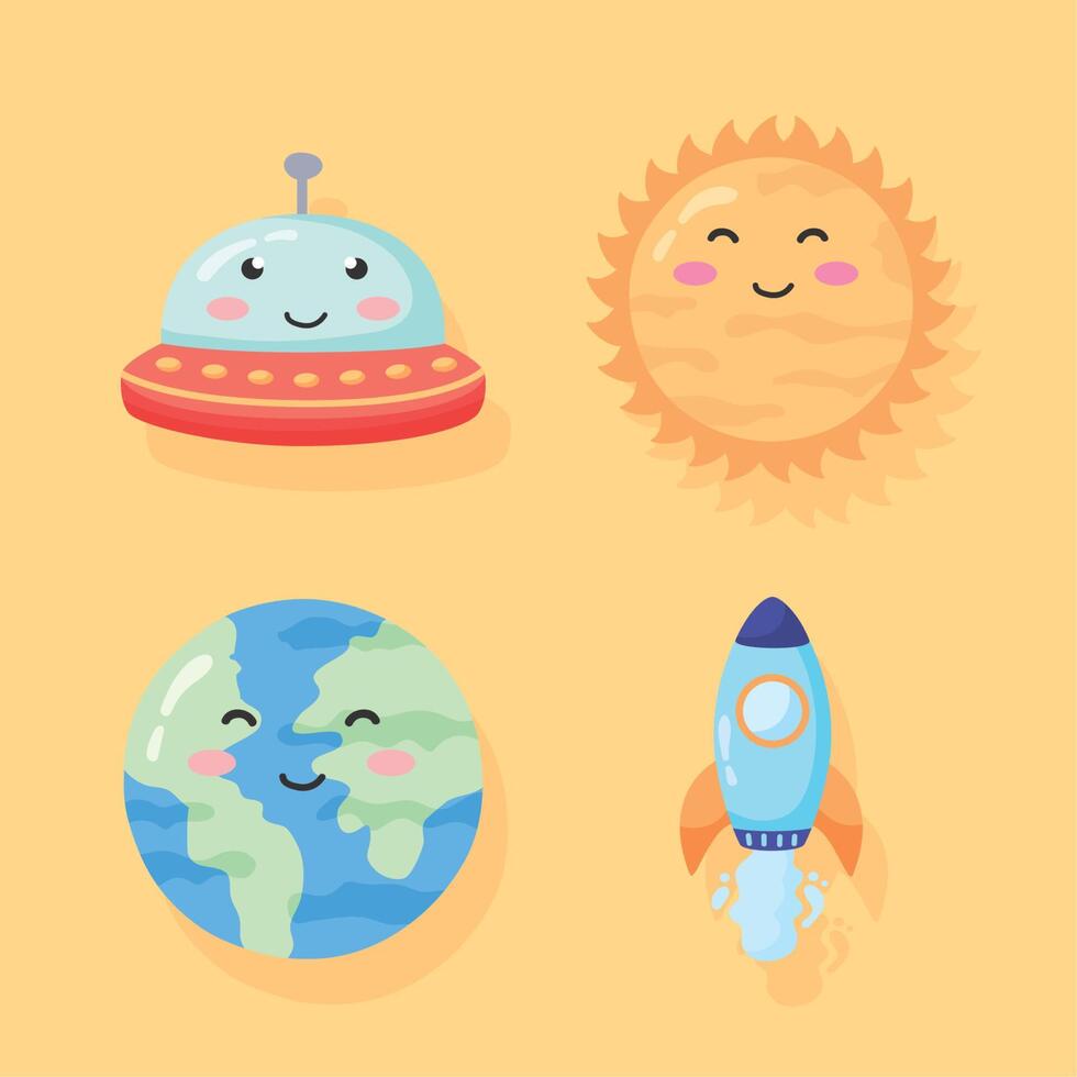 four space comic characters vector