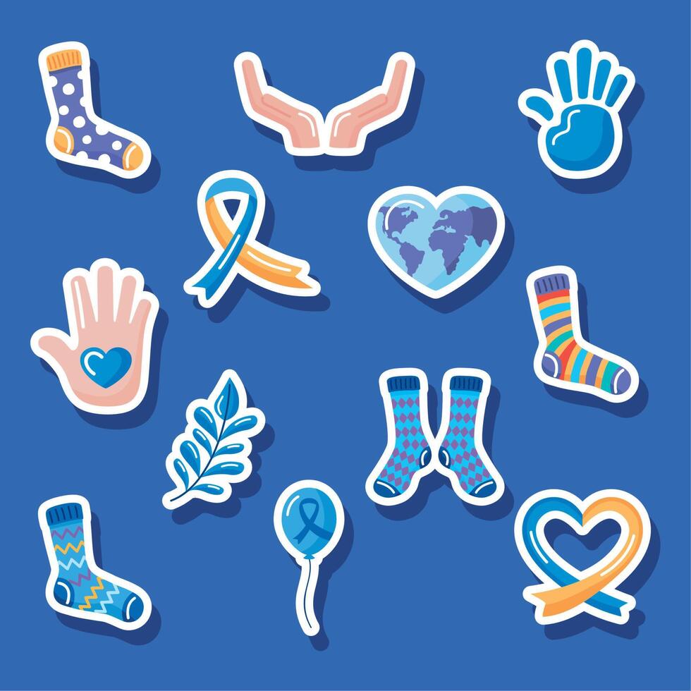 twelve down syndrome icons vector