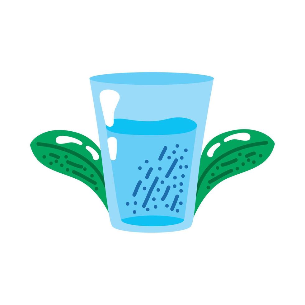 cup glass with leafs vector