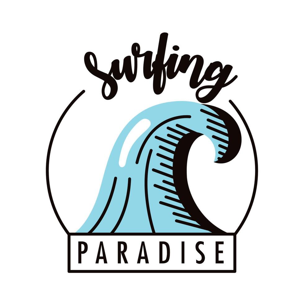 surfing paradise emblem vector