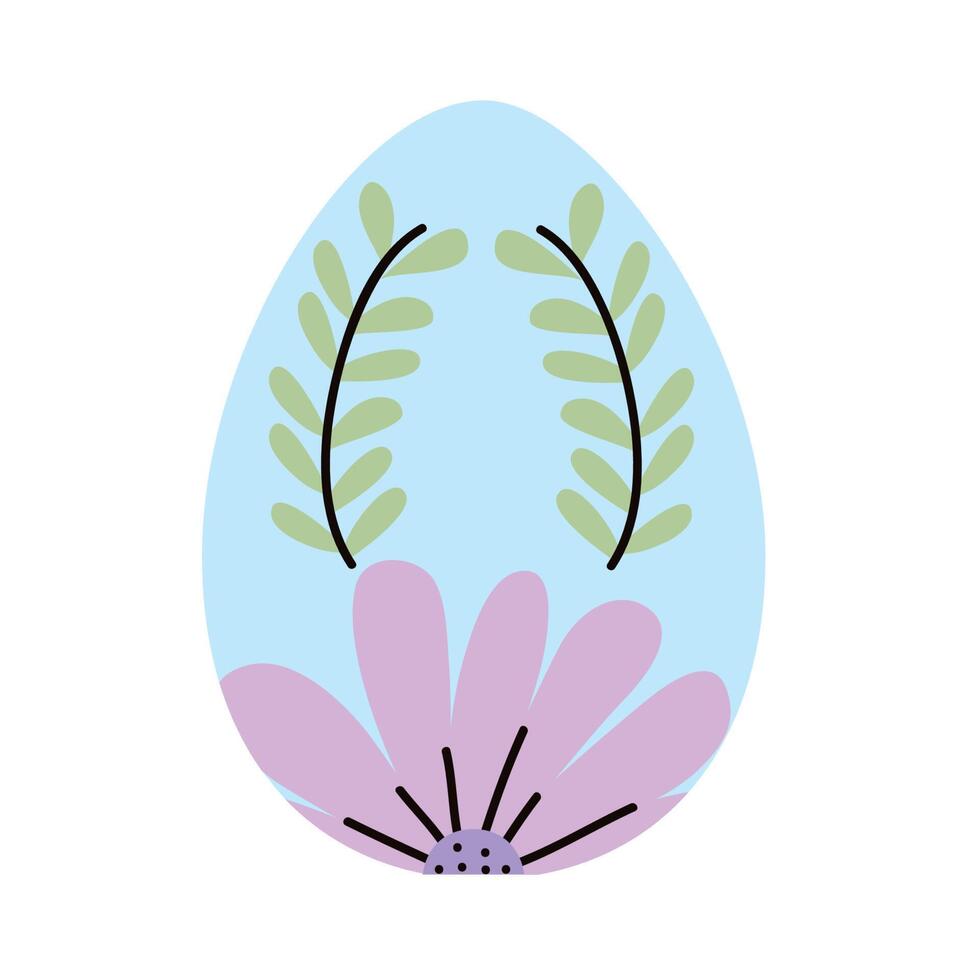 huevo de pascua floral pintado vector