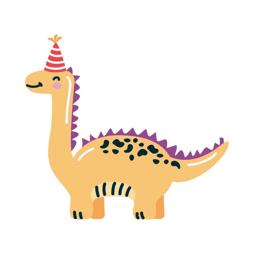 brontosaurus with birthday hat vector