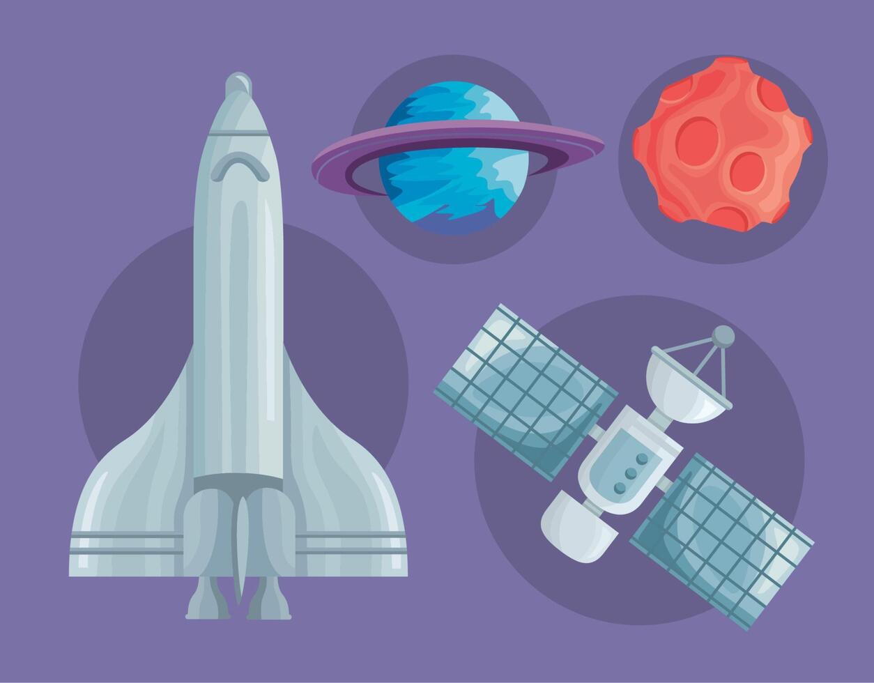 space outer four icons vector