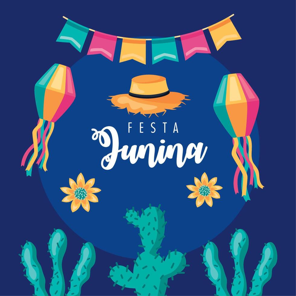 festa junina lettering poster vector