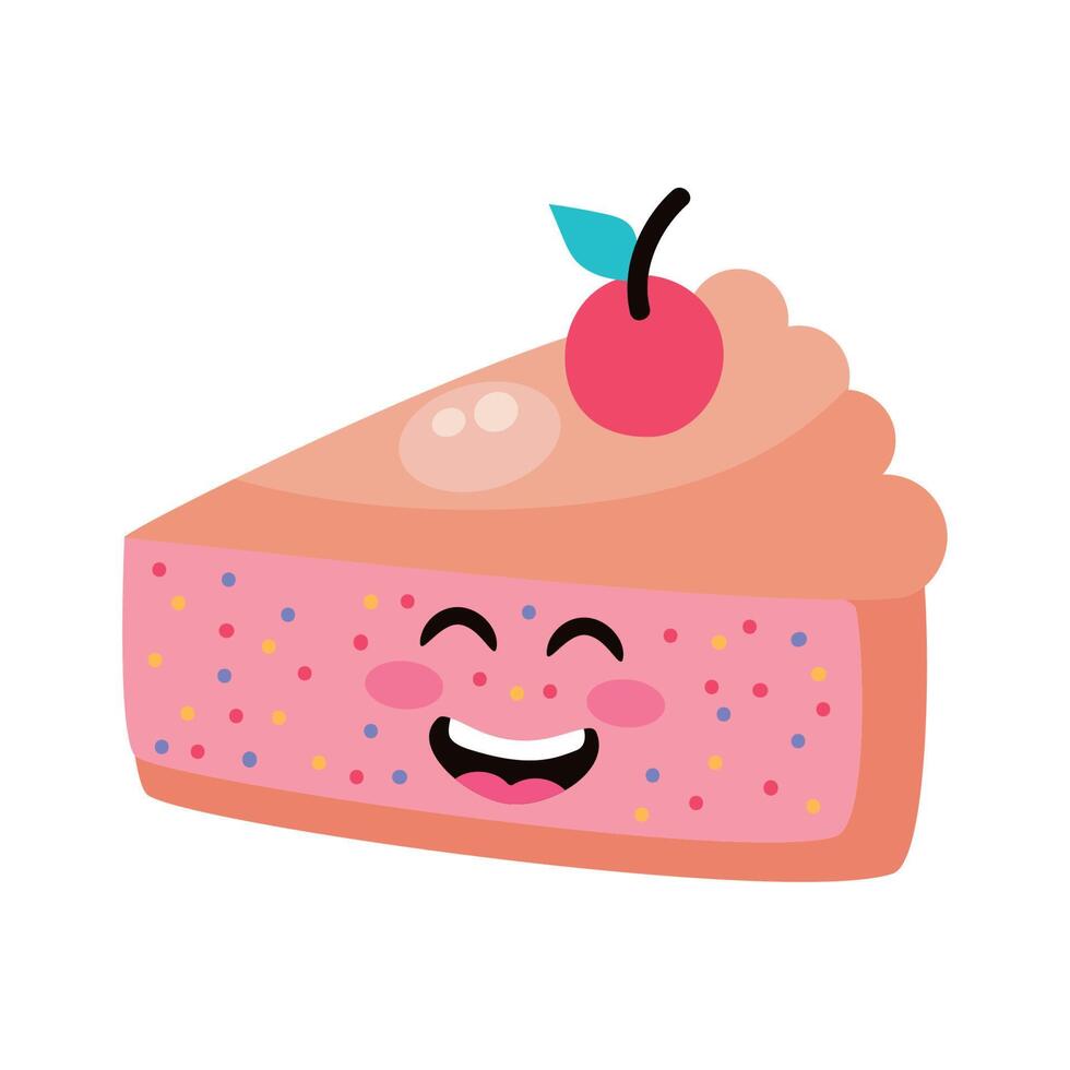 porción de pastel dulce kawaii vector