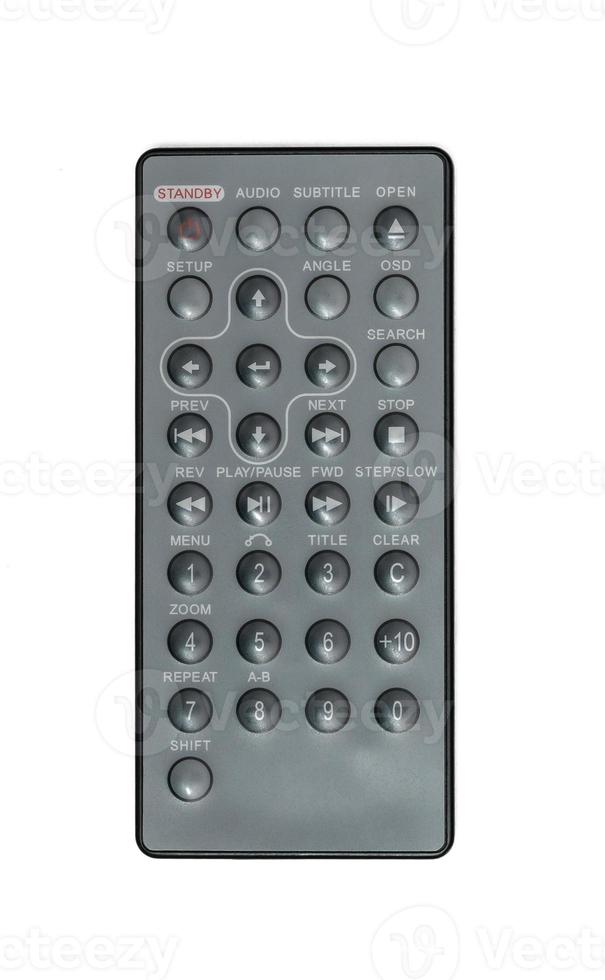 black audio remote isolated on white background photo
