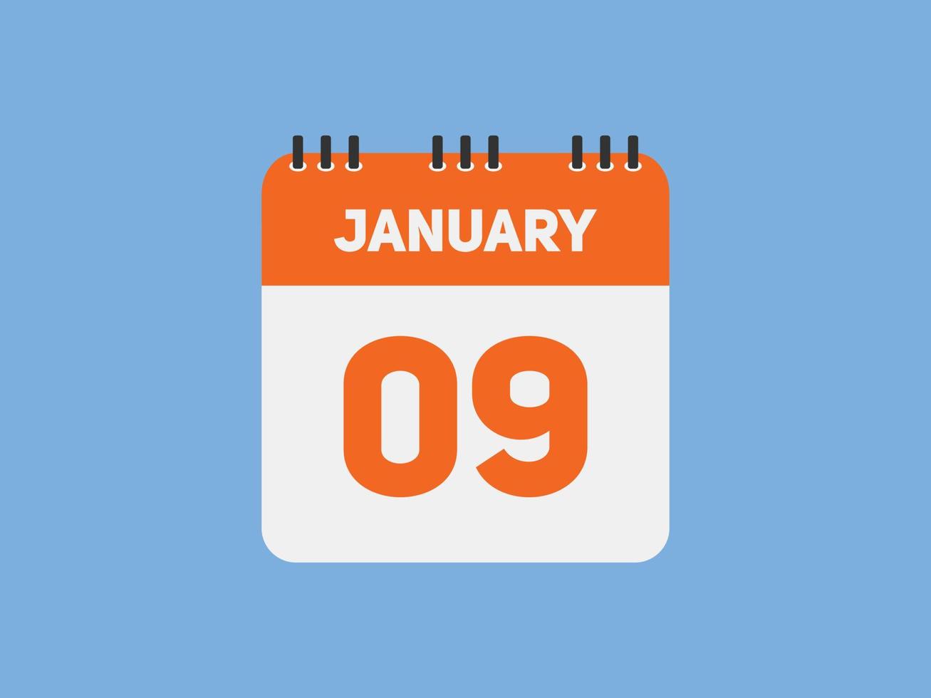 Recordatorio del calendario del 9 de enero. Plantilla de icono de calendario diario del 9 de enero. plantilla de diseño de icono de calendario 9 de enero. ilustración vectorial vector