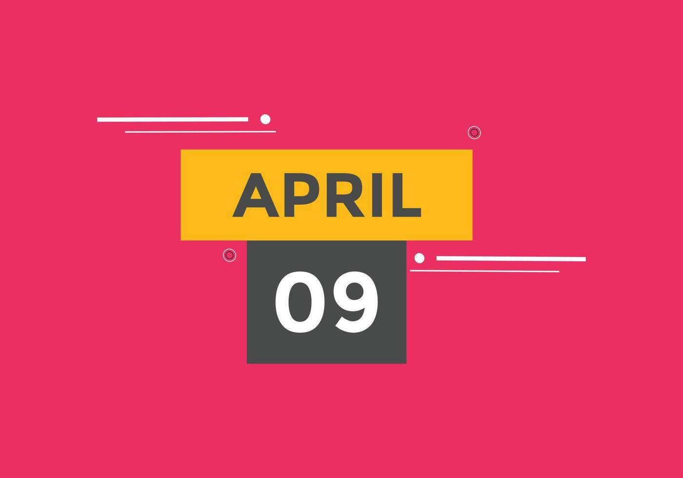Recordatorio del calendario del 9 de abril. Plantilla de icono de calendario diario del 9 de abril. plantilla de diseño de icono de calendario 9 de abril. ilustración vectorial vector