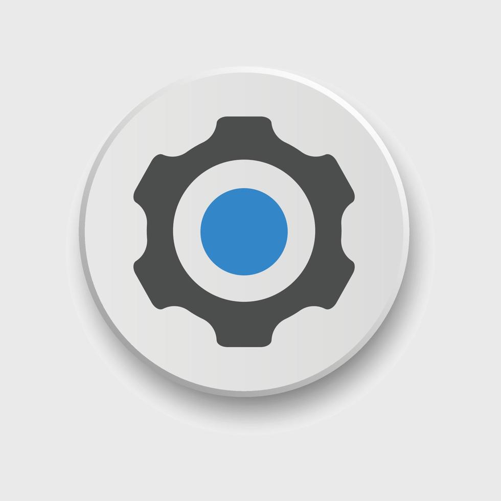 Setting icon for apps or web interface with button. Set of settings, Gear, Cog icon vector with button. Sign flat style setting or gear with button