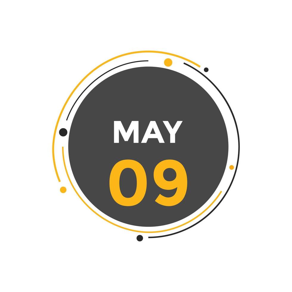 may 9 calendar reminder. 9th may daily calendar icon template. Calendar 9th may icon Design template. Vector illustration