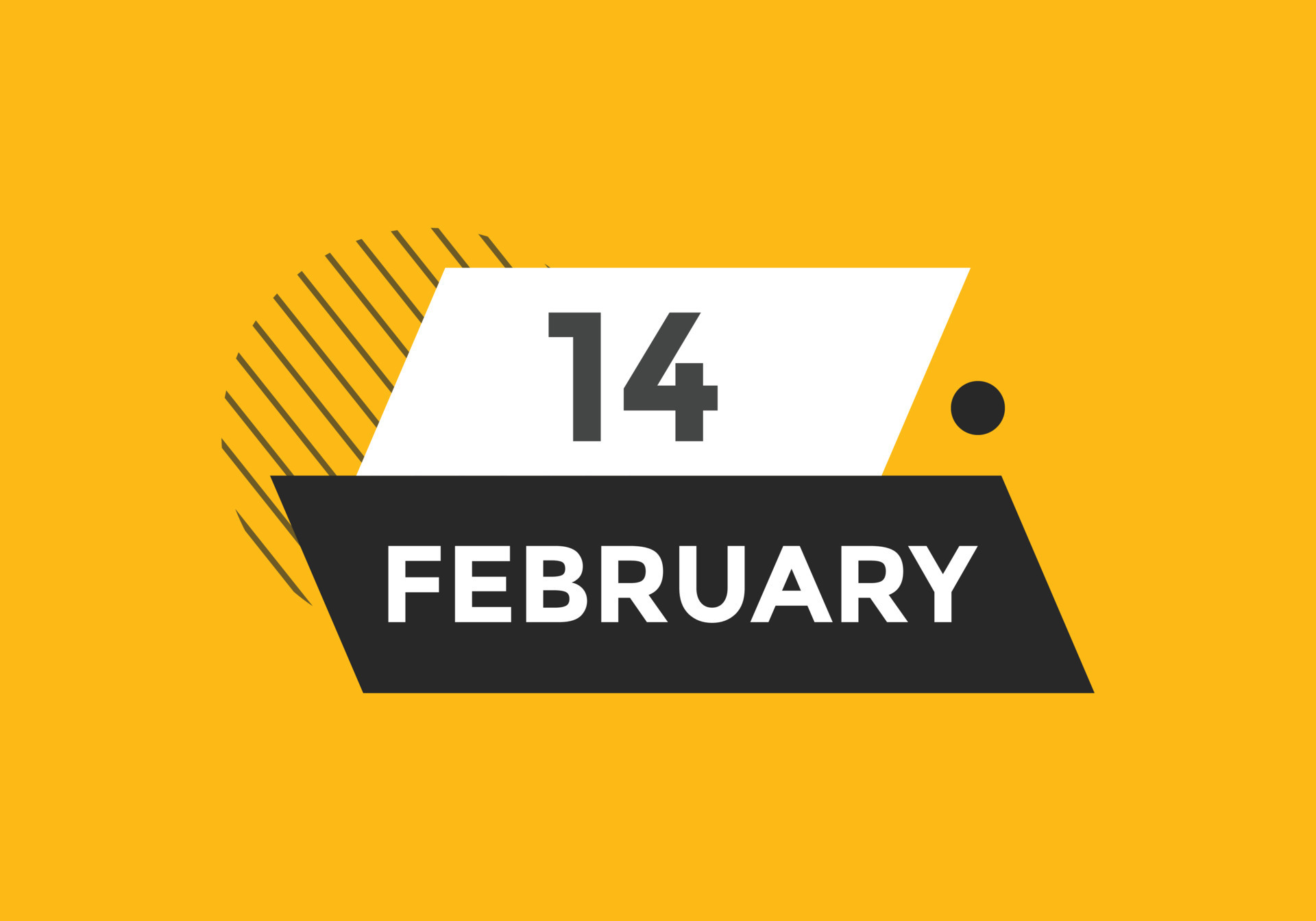 Recordatorio del calendario del 14 de febrero. Plantilla de icono de