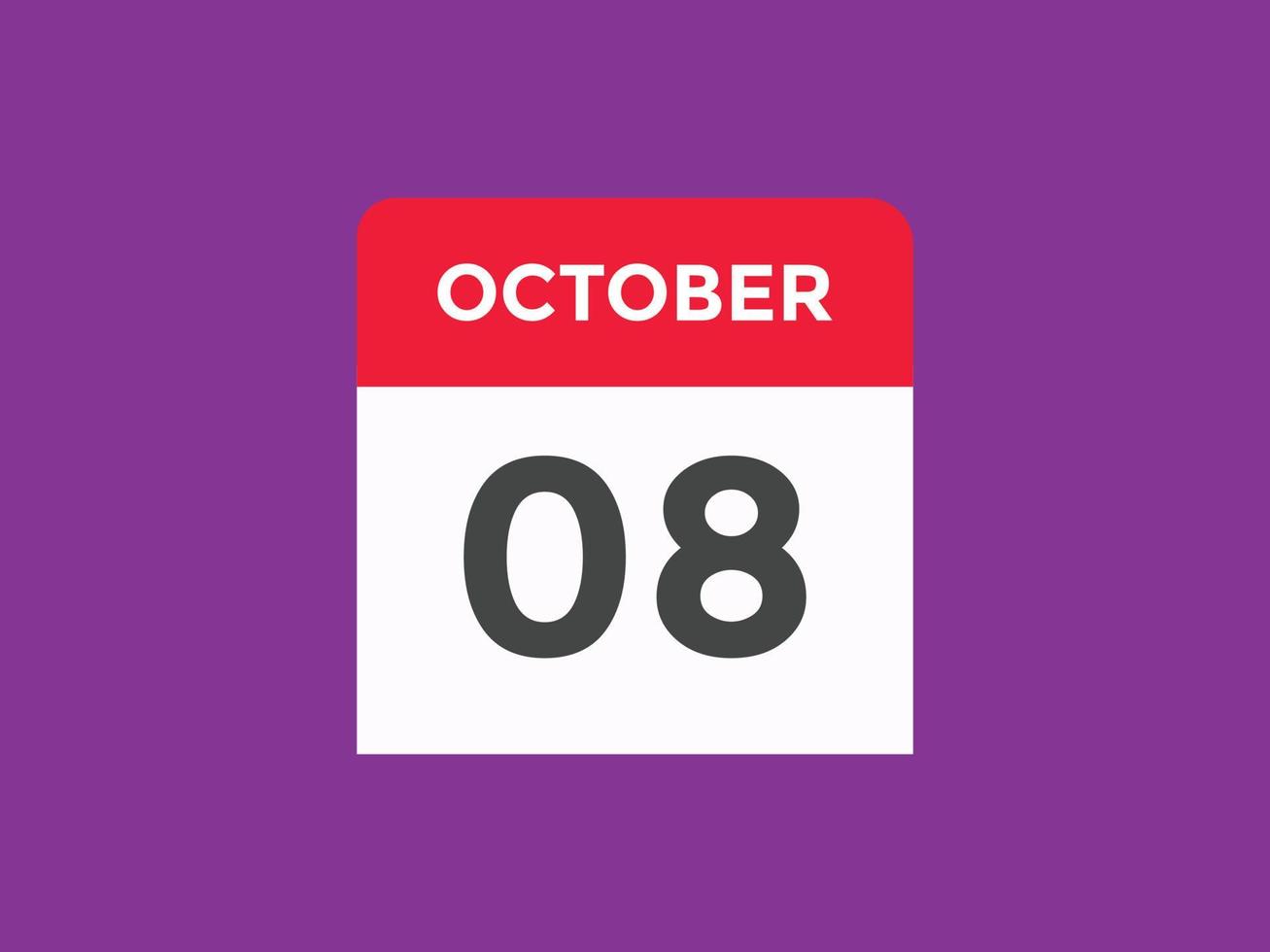 october 8 calendar reminder. 8th october daily calendar icon template. Calendar 8th october icon Design template. Vector illustration