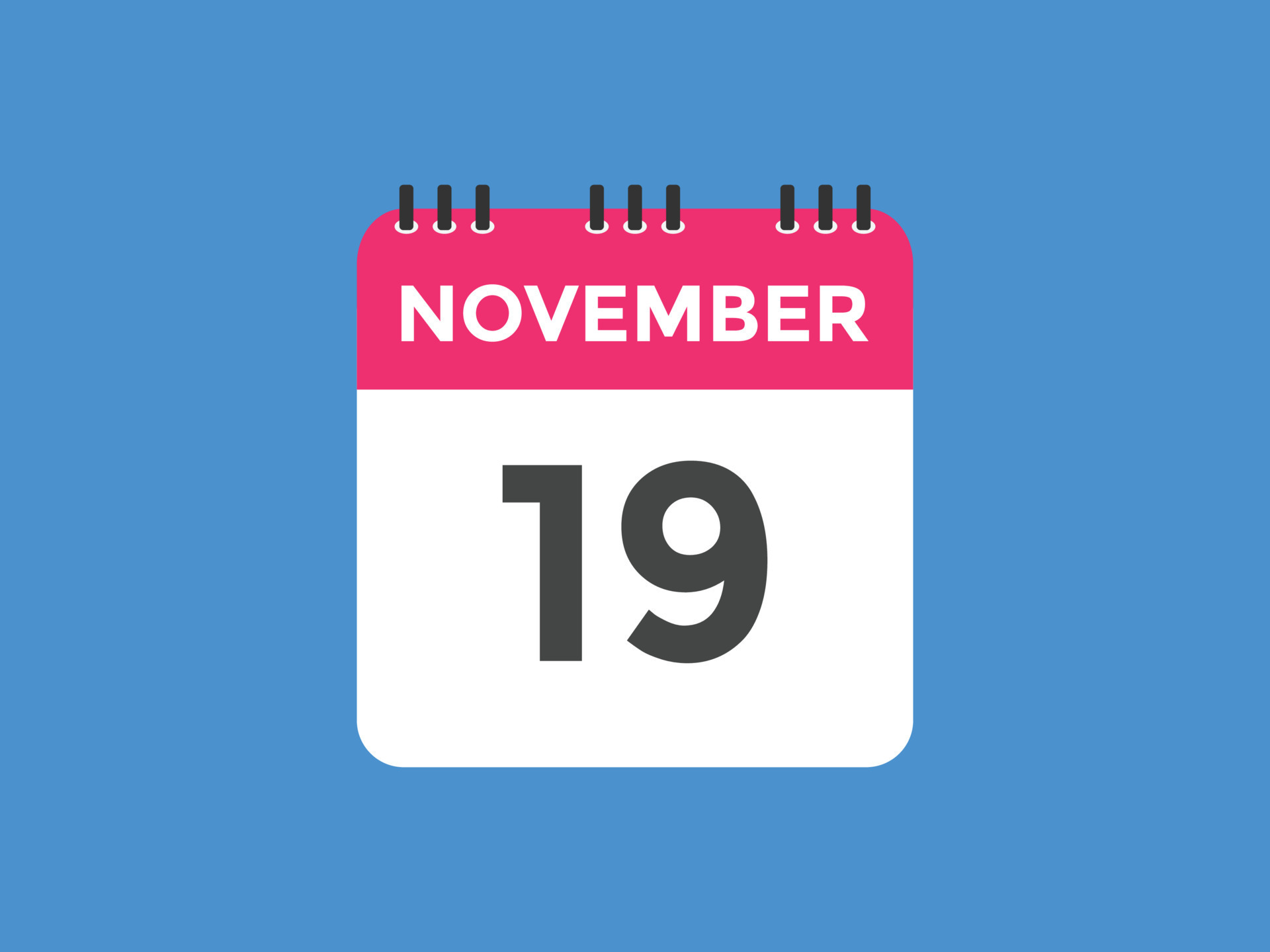 november 19 calendar reminder. 19th november daily calendar icon