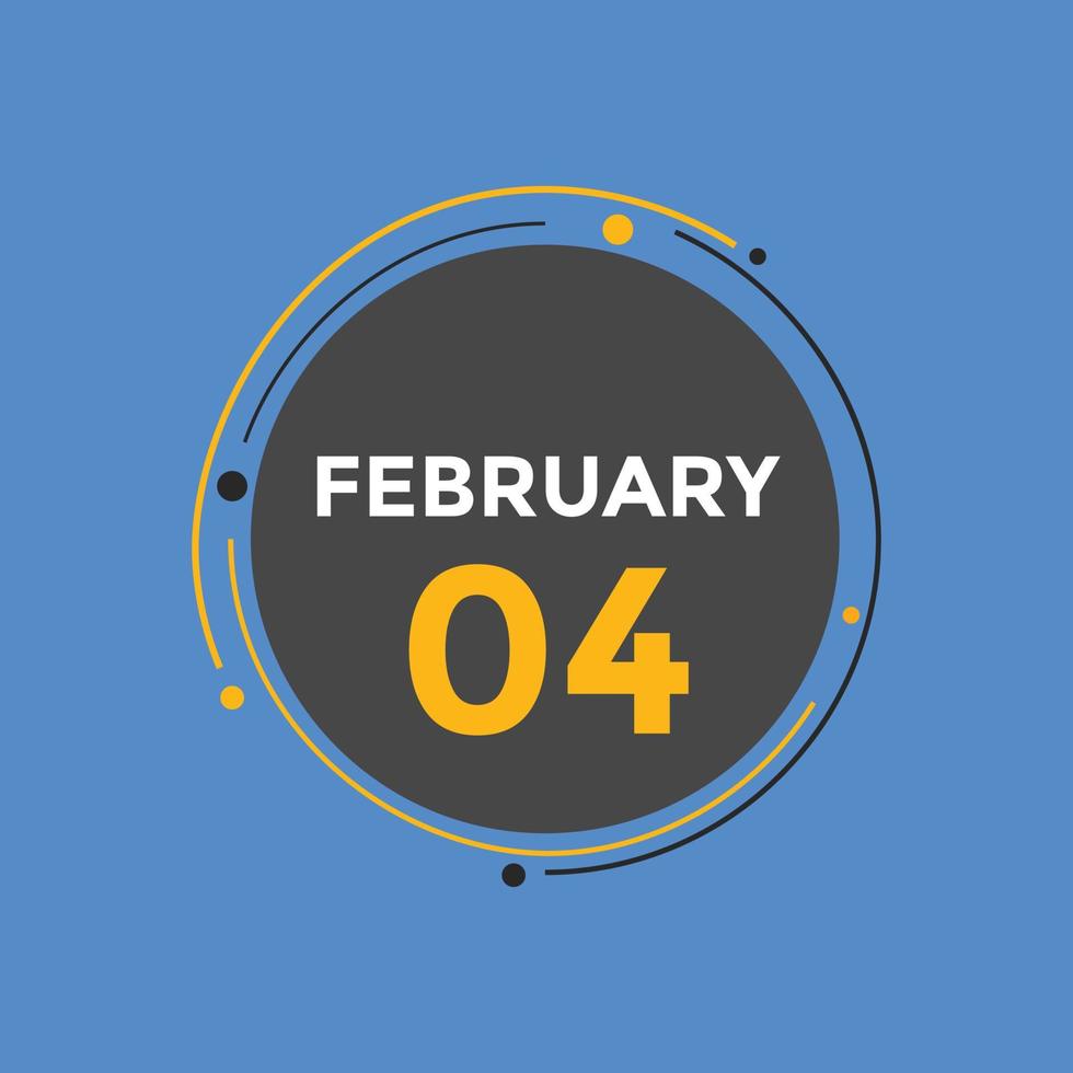 february 4 calendar reminder. 4th february daily calendar icon template