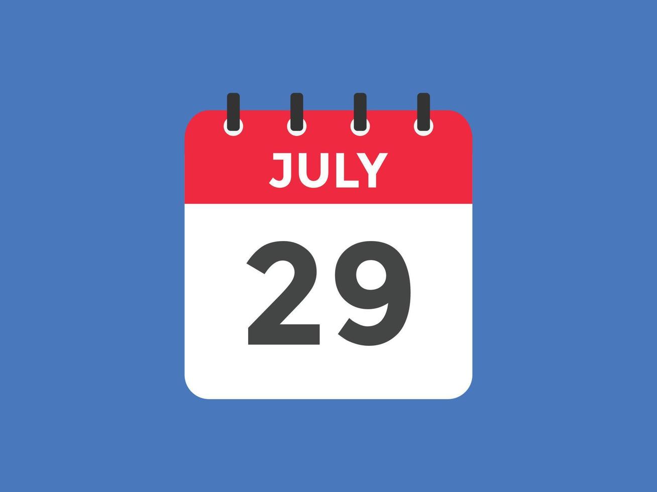 july 29 calendar reminder. 29th july daily calendar icon template. Calendar 29th july icon Design template. Vector illustration