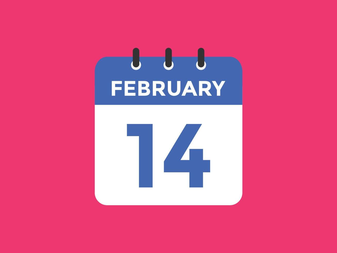 february 14 calendar reminder. 14th february daily calendar icon template. Calendar 14th february icon Design template. Vector illustration