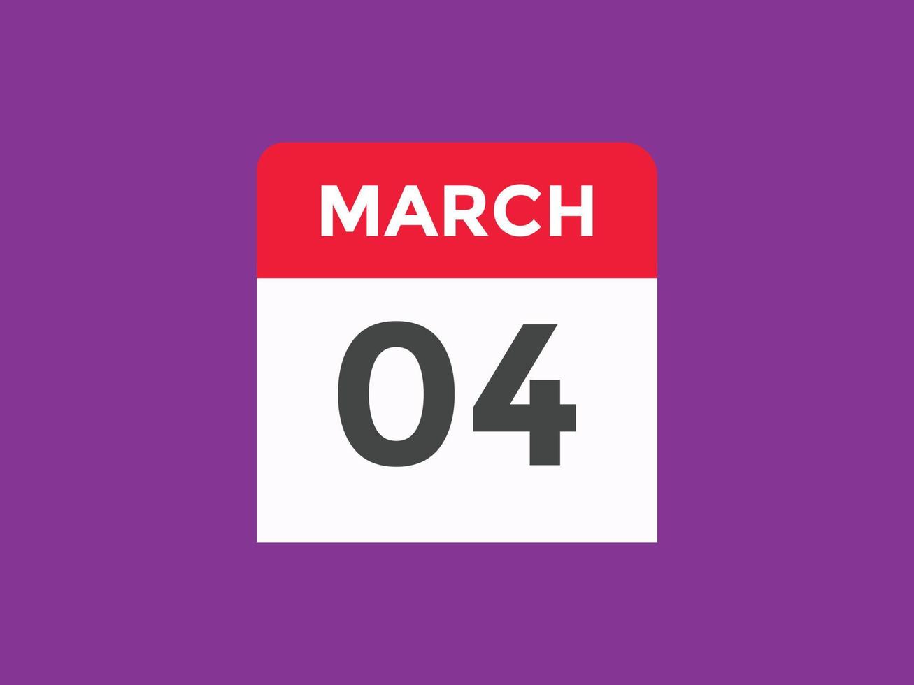 march 4 calendar reminder. 4th march daily calendar icon template. Calendar 4th march icon Design template. Vector illustration