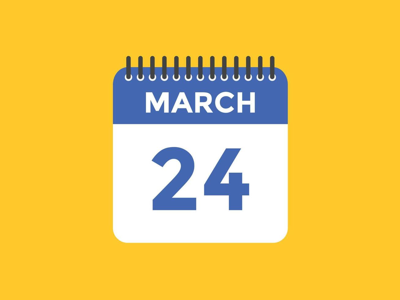 march 24 calendar reminder. 24th march daily calendar icon template. Calendar 24th march icon Design template. Vector illustration