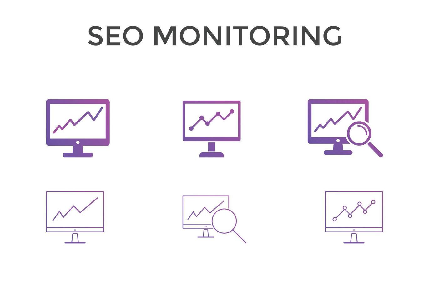 set of SEO Monitoring icon Vector illustration. digital marketing element. concept for SEO and Website.