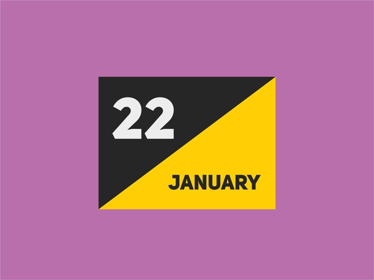 Recordatorio del calendario del 22 de enero. Plantilla de icono de calendario diario del 22 de enero. plantilla de diseño de icono de calendario 22 de enero. ilustración vectorial vector