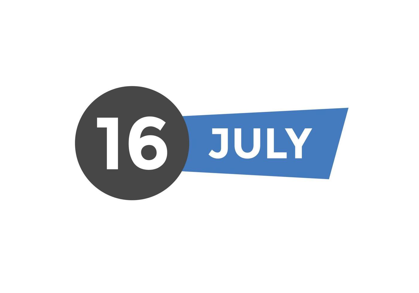 july 16 calendar reminder. 16th july daily calendar icon template. Calendar 16th july icon Design template. Vector illustration