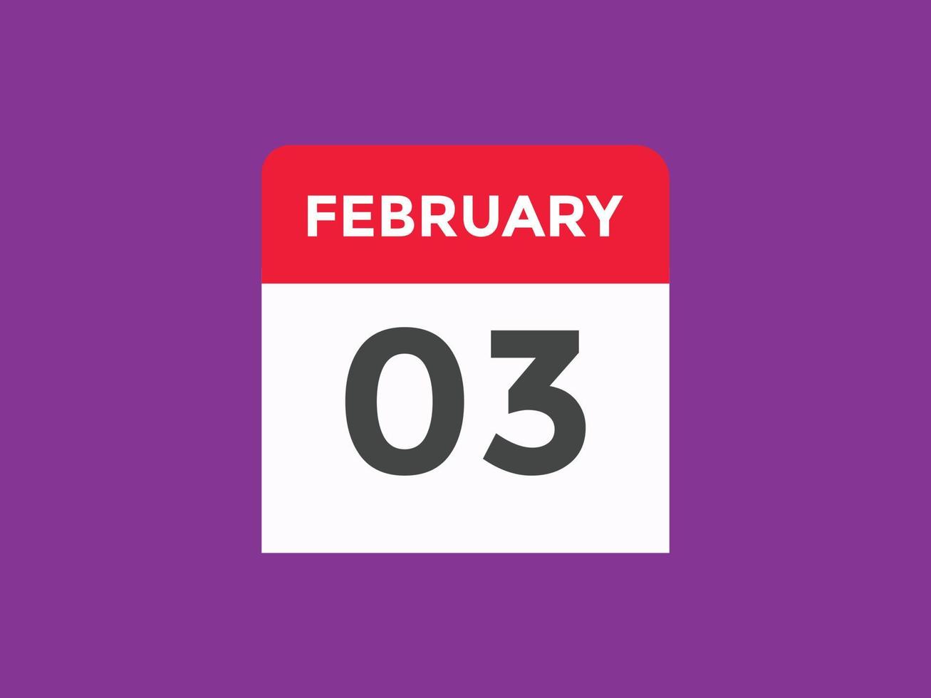 february 3 calendar reminder. 3rd february daily calendar icon template. Calendar 3rd february icon Design template. Vector illustration