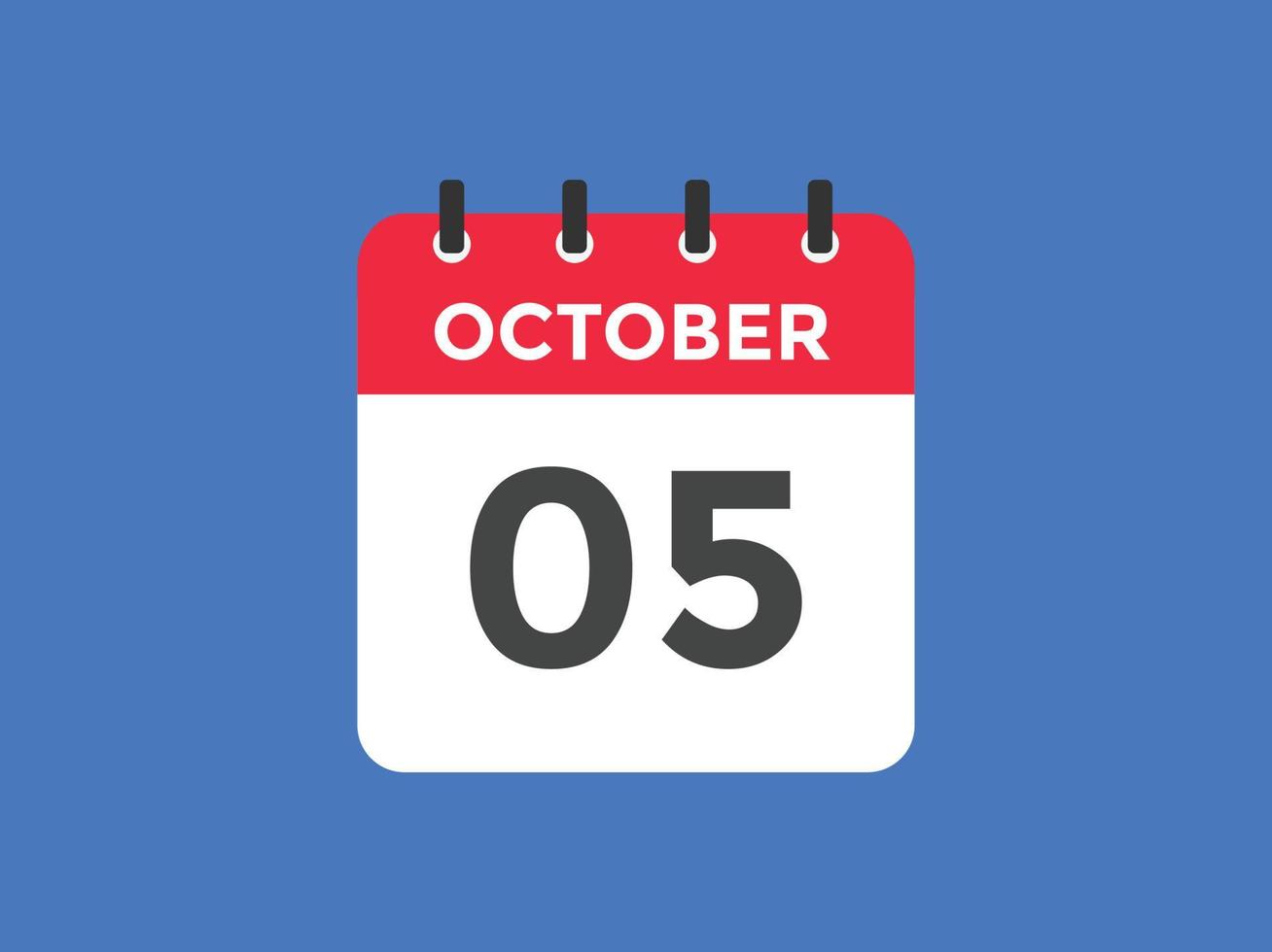 october 5 calendar reminder. 5th october daily calendar icon template. Calendar 5th october icon Design template. Vector illustration