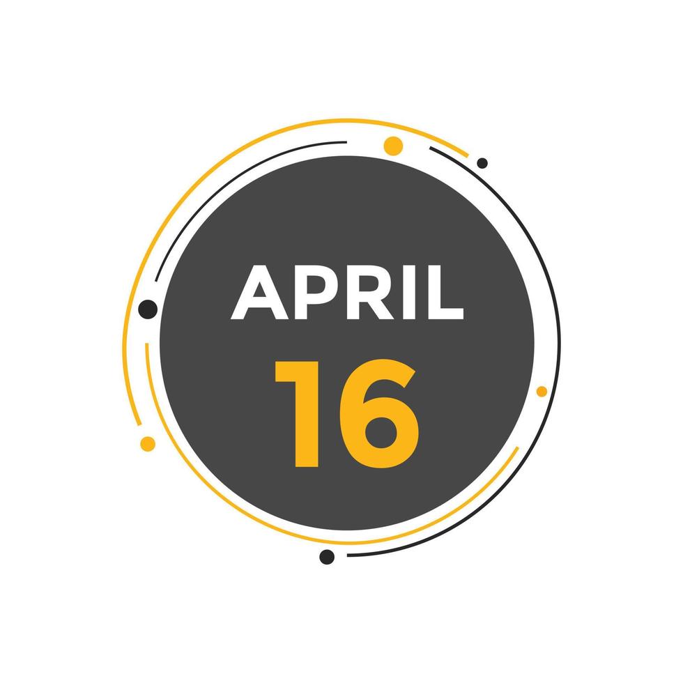 april 16 calendar reminder. 16th april daily calendar icon template. Calendar 16th april icon Design template. Vector illustration