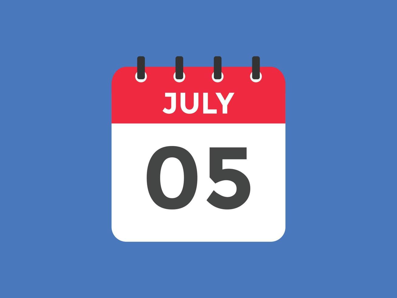 july 5 calendar reminder. 5th july daily calendar icon template. Calendar 5th july icon Design template. Vector illustration