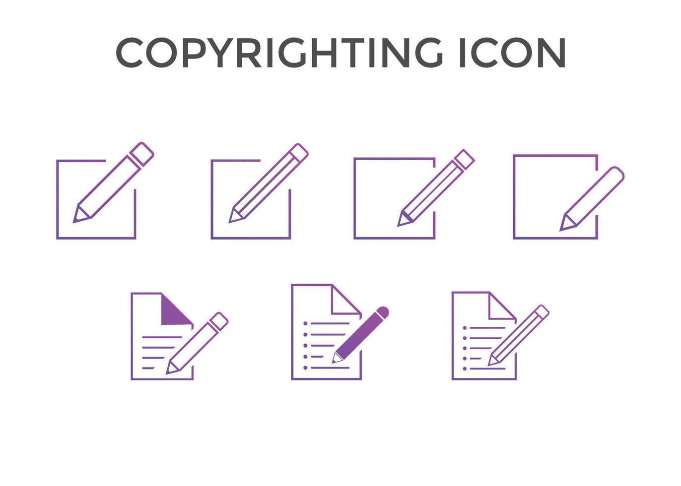 conjunto de iconos de derechos de autor ilustración vectorial. iconos de redacción para seo y sitio web vector