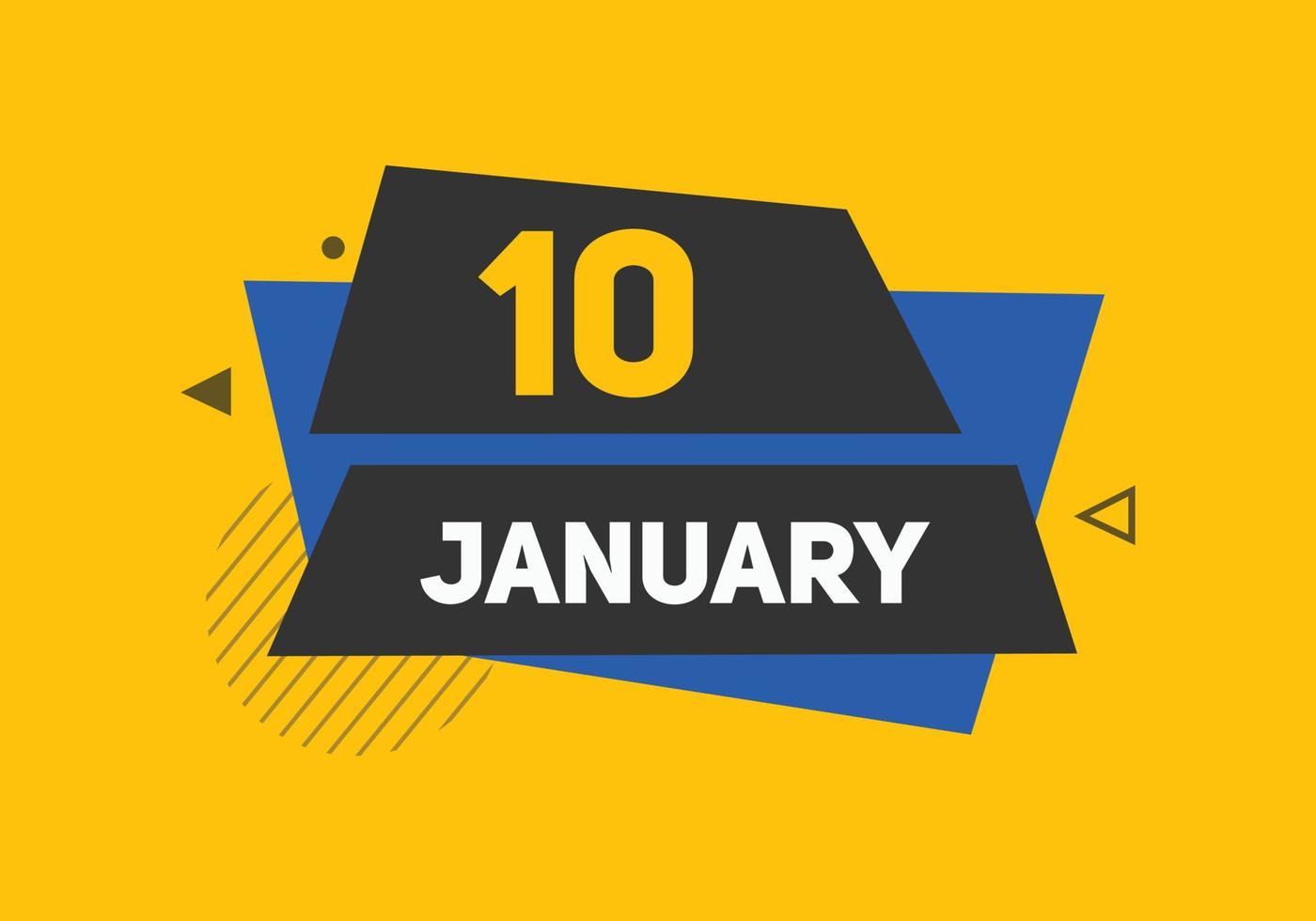 january 10 calendar reminder. 10th january daily calendar icon template. Calendar 10th january icon Design template. Vector illustration