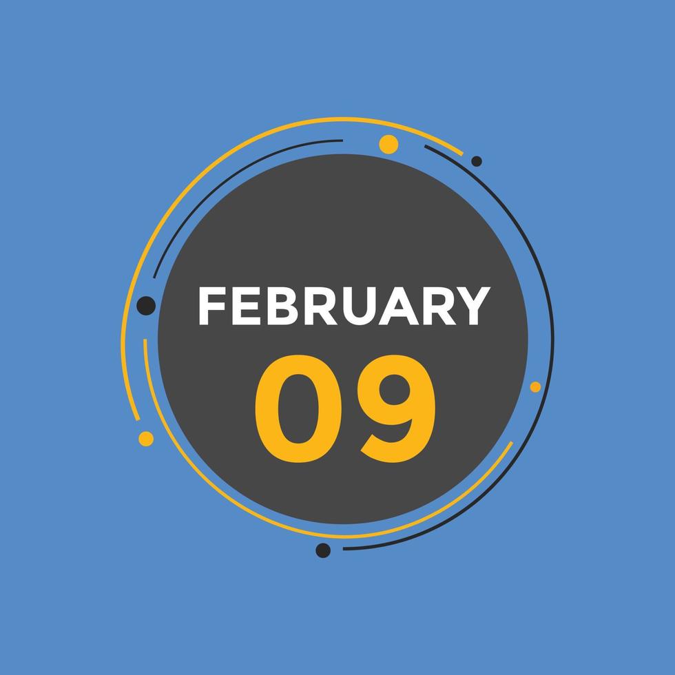 february 9 calendar reminder. 9th february daily calendar icon template. Calendar 9th february icon Design template. Vector illustration