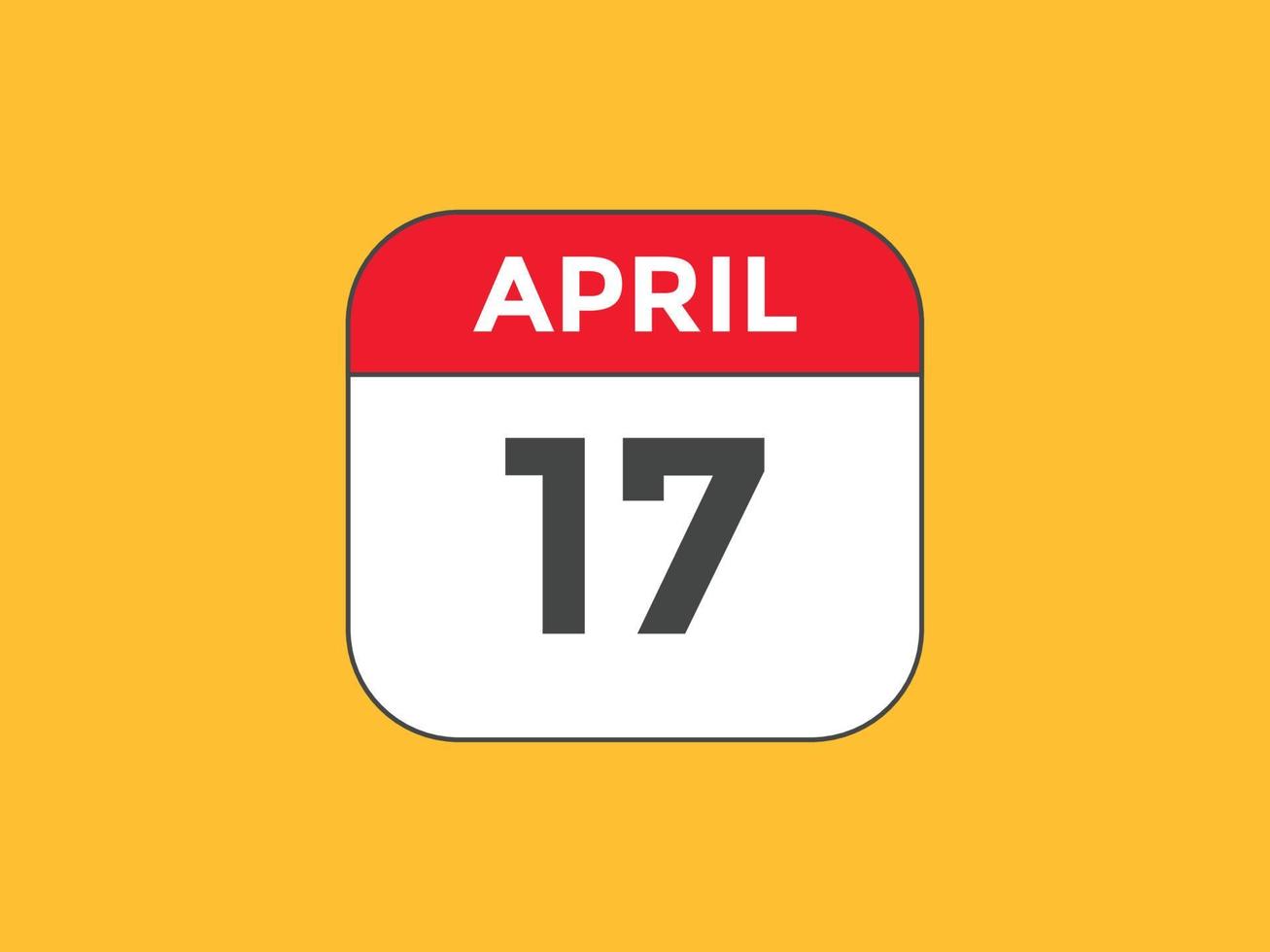 17 de abril calendario recordatorio. Plantilla de icono de calendario diario del 17 de abril. calendario 17 de abril plantilla de diseño de iconos. ilustración vectorial vector
