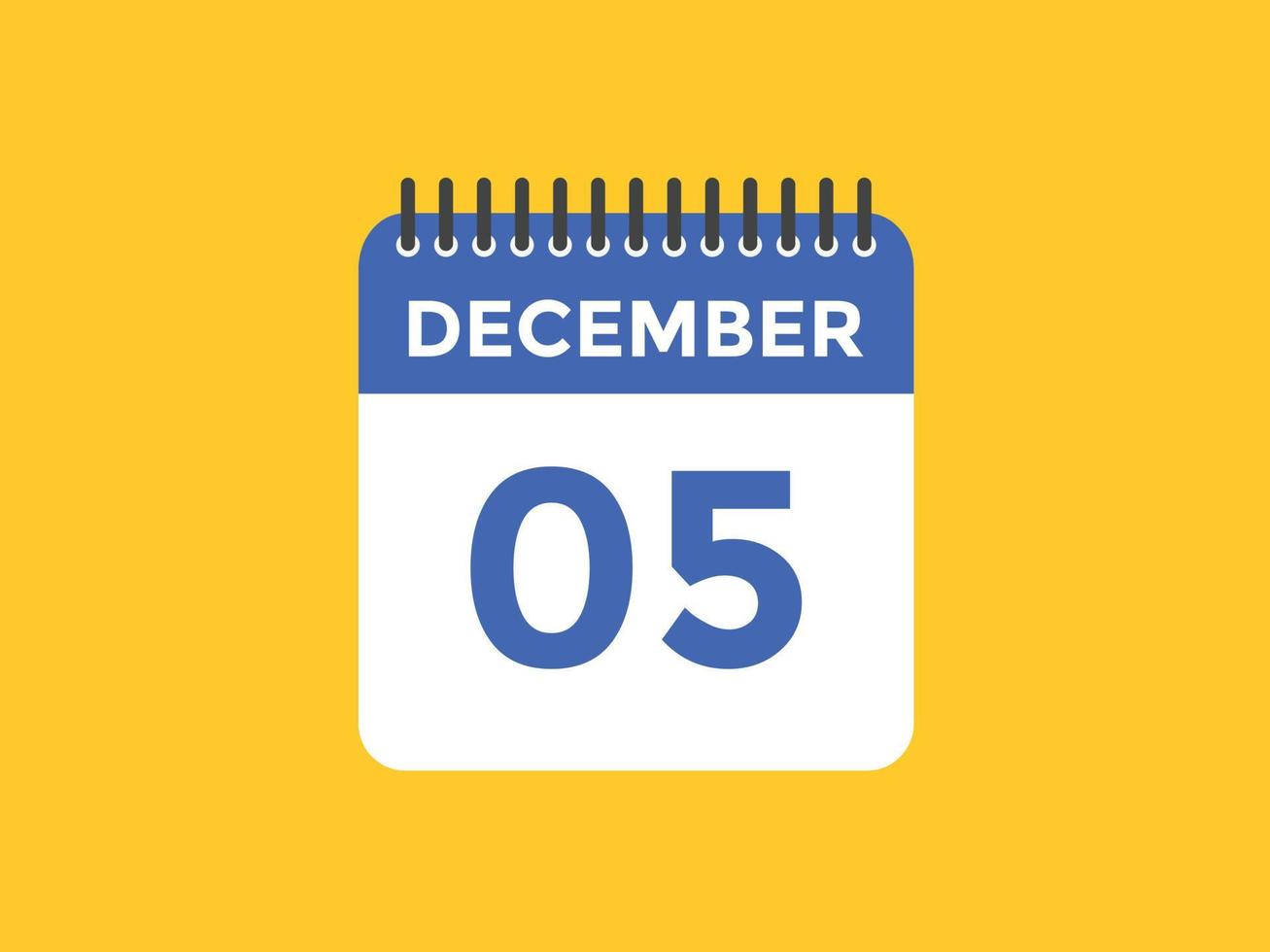 december 5 calendar reminder. 5th december daily calendar icon template. Calendar 5th december icon Design template. Vector illustration