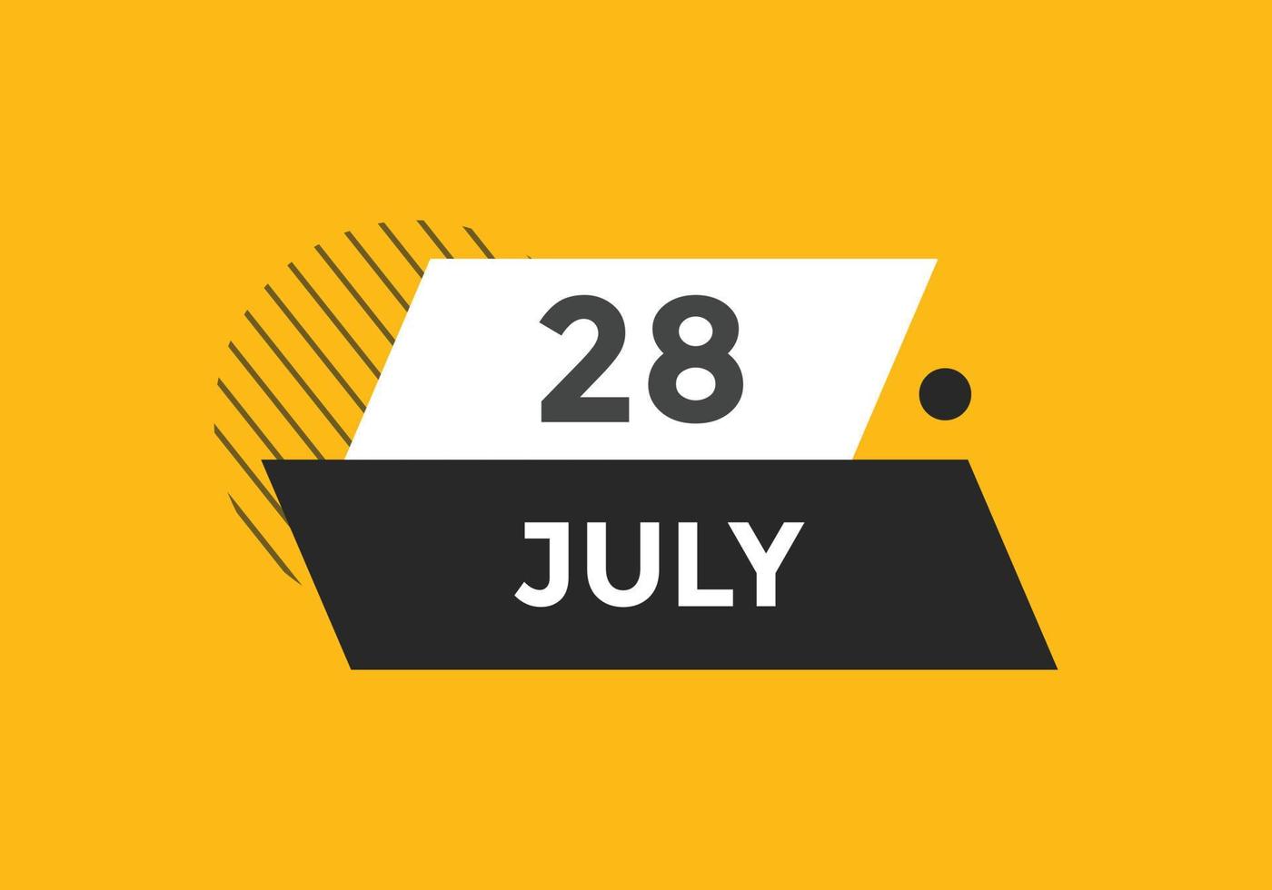 july 28 calendar reminder. 28th july daily calendar icon template. Calendar 28th july icon Design template. Vector illustration